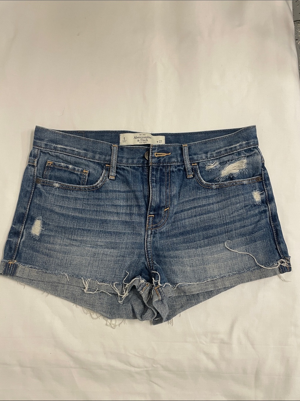 Abercrombie & Fitch Distressed Blue Denim Cutoff Shorts 27